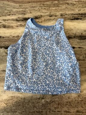Joe Fresh Blue Leopard Print Cropped Tank